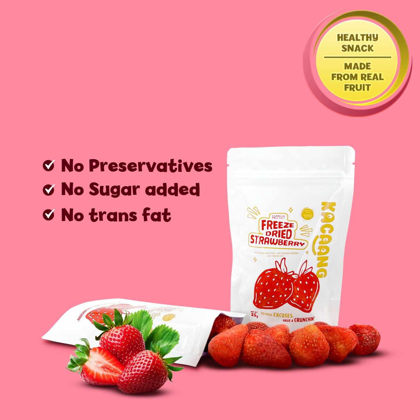 Freeze Dried Strawberry Freeze Dried Fruit Healthy Snacks 25G